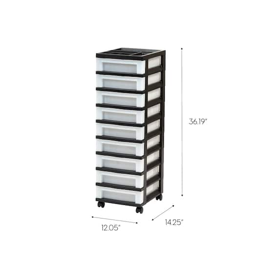 IRIS Black 9Drawer Storage Cart with Organizer Top Michaels